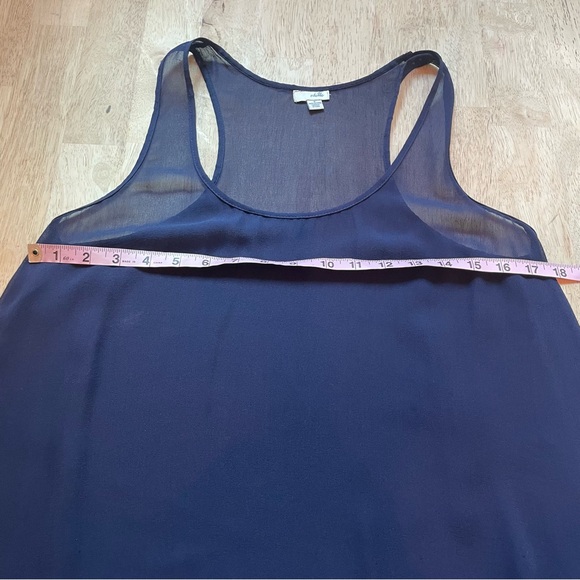 Anthropologie Odille Navy Blue Sheer Swing Top! Great condition! 4 - Picture 9 of 11